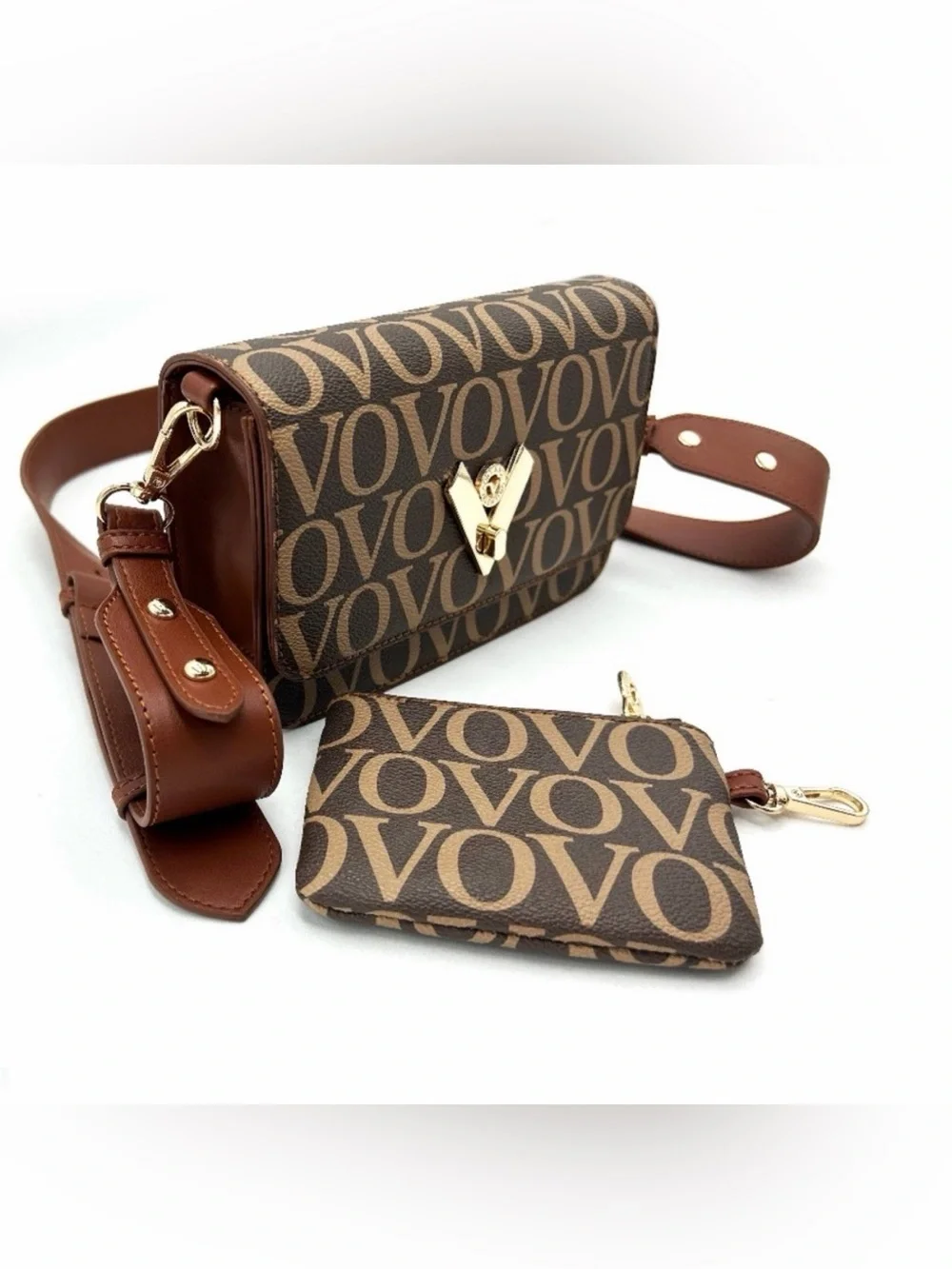 Valentino Orlandi VO Monogram Crossbody + Coin Pouch - Gold Hardware